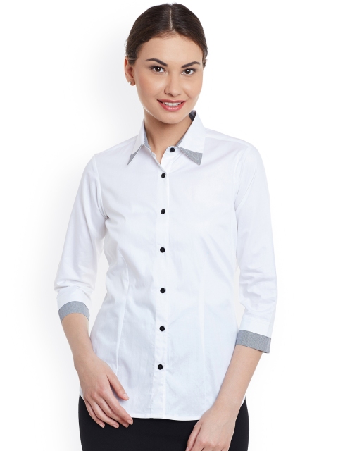 

Dazzio Women White Smart Slim Fit Solid Casual Shirt