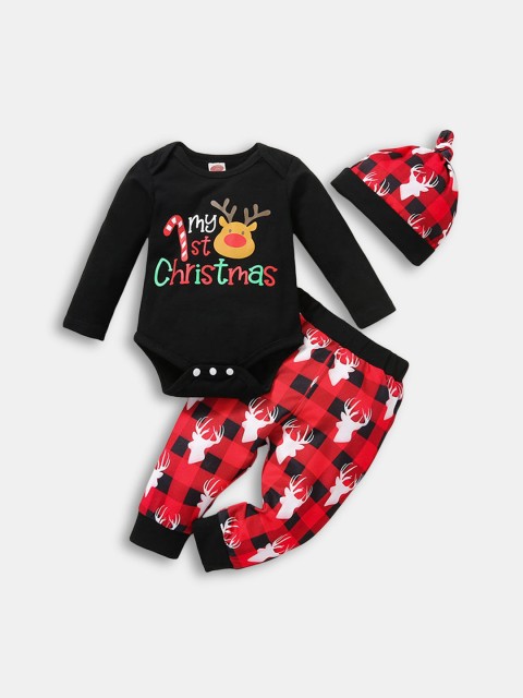 

Hopscotch Boys Black & Red Printed Top with Trousers