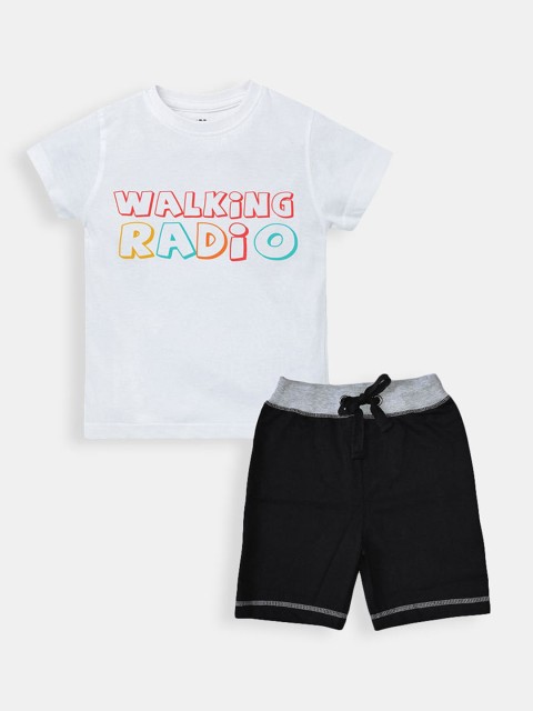 

Hopscotch Boys White & Black Printed T-shirt with Shorts