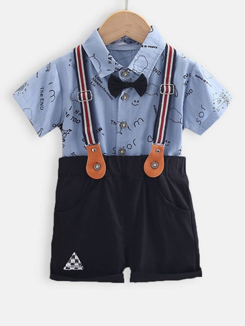 

Hopscotch Boys Blue & Black Printed Clothing Set