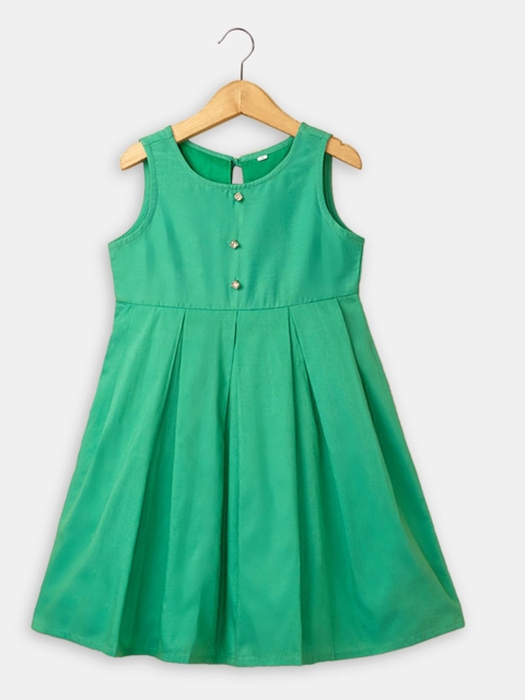 

Hopscotch Girls Green & Gold-Toned Printed Coat with Skirt