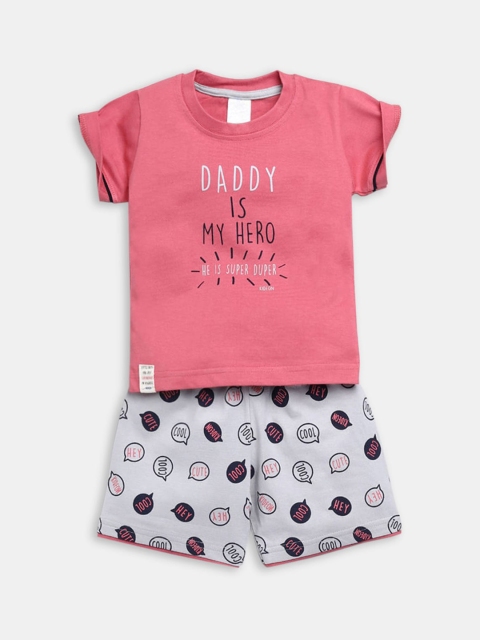 

Hopscotch Boys Pink & Grey Printed T-shirt with Shorts