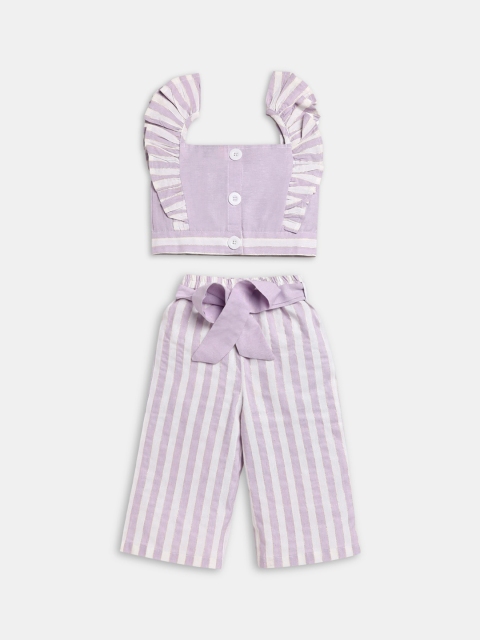 

Hopscotch Girls Purple & White Striped Top with Trousers