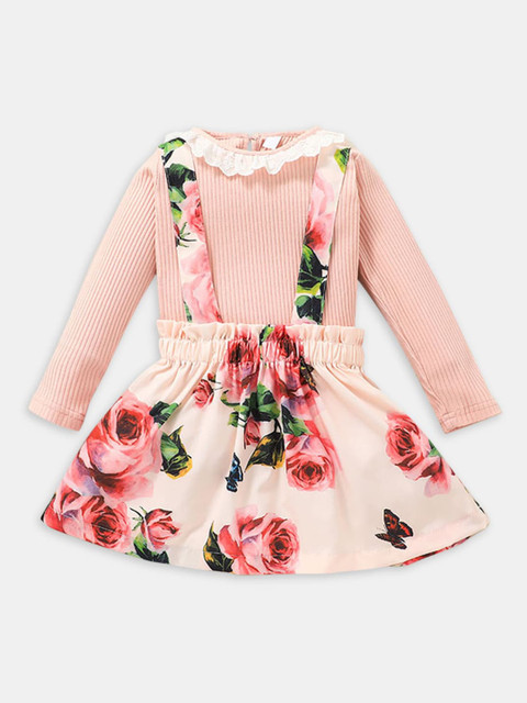 

Hopscotch Girls Pink & White T-shirt with Skirt
