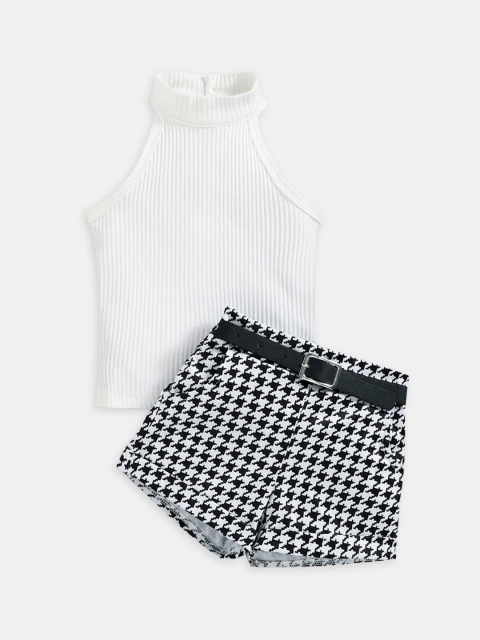 

Hopscotch Girls Off White & Black Top with Shorts