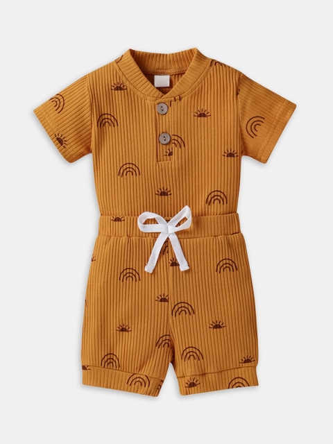 

Hopscotch Boys Orange & Brown Printed Top with Shorts