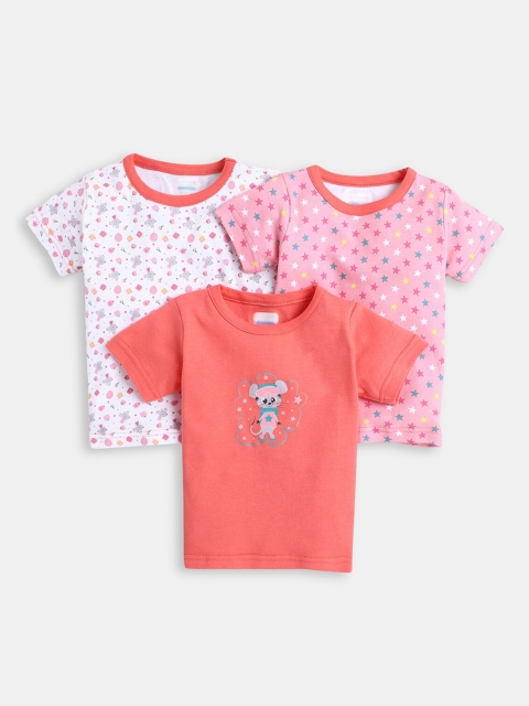 

Hopscotch Girls Coral & Pink Pack Of 3 Printed T-shirt