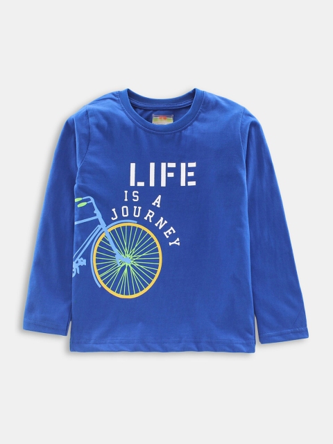 

Hopscotch Boys Blue Typography Printed T-shirt