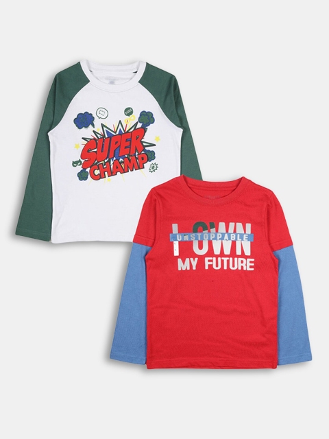 

Hopscotch Pack Of 2 Boys Red & White Printed T-shirt