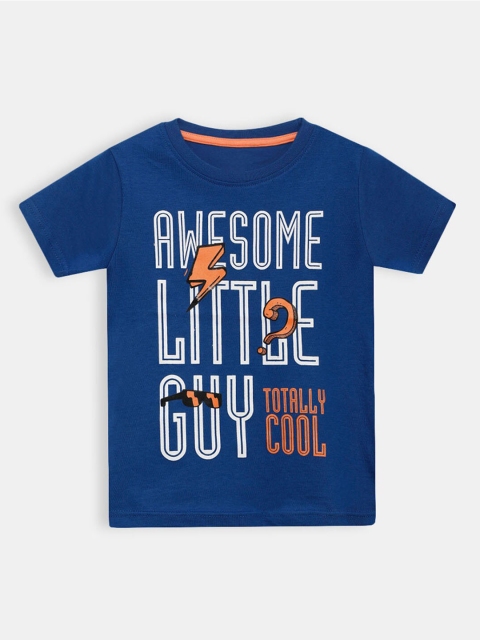 

Hopscotch Boys Blue Typography Printed T-shirt