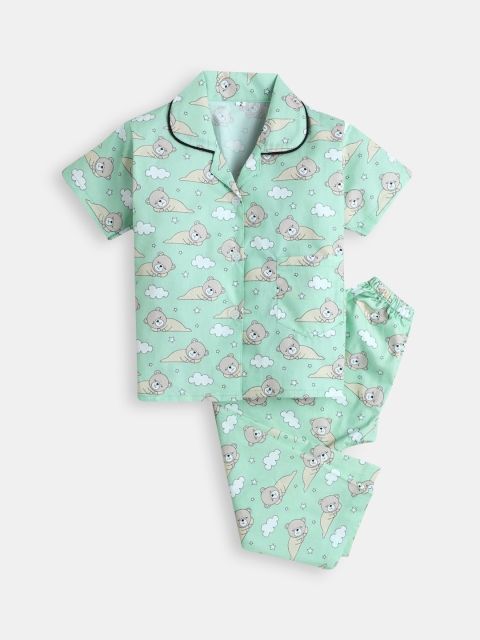 

Hopscotch Girls Blue & Pink Printed Night suit