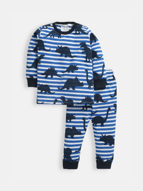 

Hopscotch Boys Blue & White Dinosaur Printed Night suit