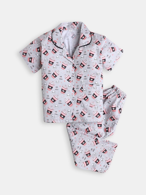 

Hopscotch Boys Grey Printed Night suit