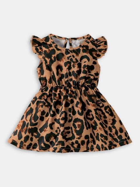 

Hopscotch Brown Animal Printed Flared Midi Dress