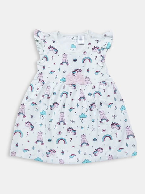 

Hopscotch Kids Off White All-Over Print Dress