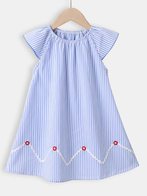 

Hopscotch Girls Blue Striped A-Line Dress