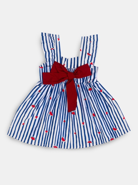 

Hopscotch Blue & Maroon Pure Cotton Striped Dress