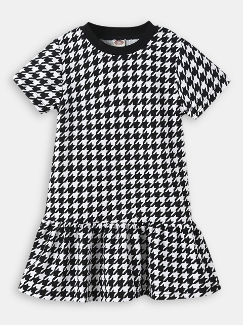 

Hopscotch Black & White Checked Drop-Waist Dress