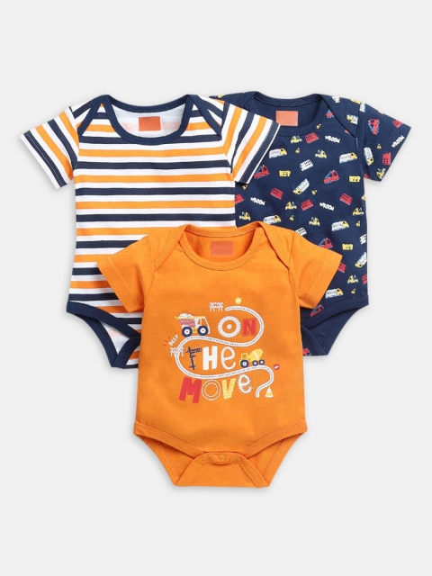 

Hopscotch Boys Pack of 3 Printed Cotton Bodysuit, Orange