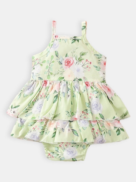 

Hopscotch Girls Green Printed Bodysuit