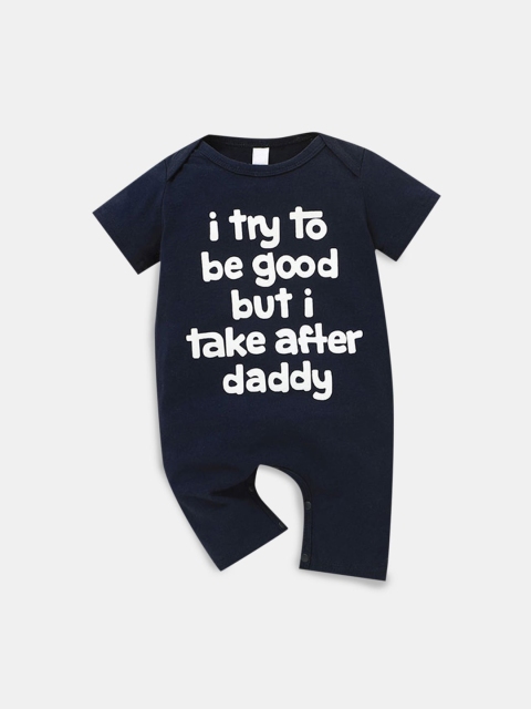 

Hopscotch Infant Boys Navy Blue Printed Rompers