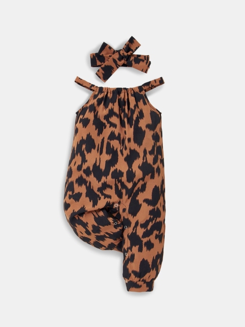 

Hopscotch Infant Girls Brown & Black Animal-Printed Bodysuit