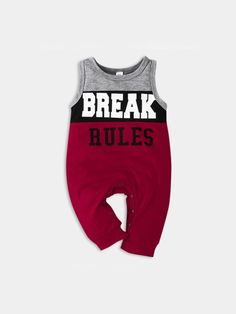 

Hopscotch Infant Boys Red & Grey Printed Rompers