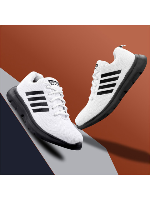 

KRAASA Men White Mesh Running Non-Marking Shoes