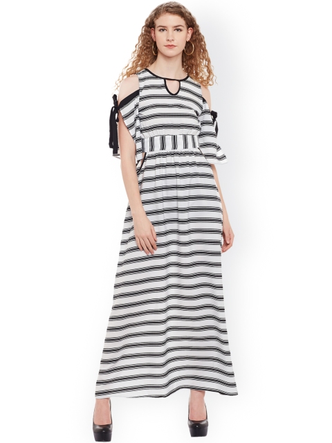 

Belle Fille Women White Striped Maxi Dress