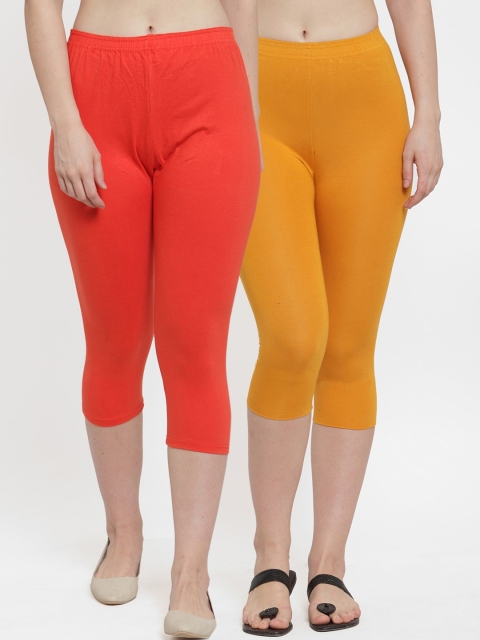 

Jinfo Women Orange & Magenta Capris