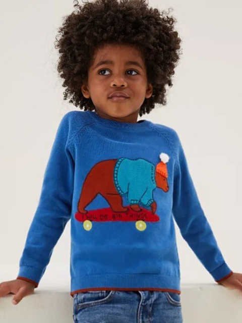 

Marks & Spencer Boys Blue & Red Printed Pullover