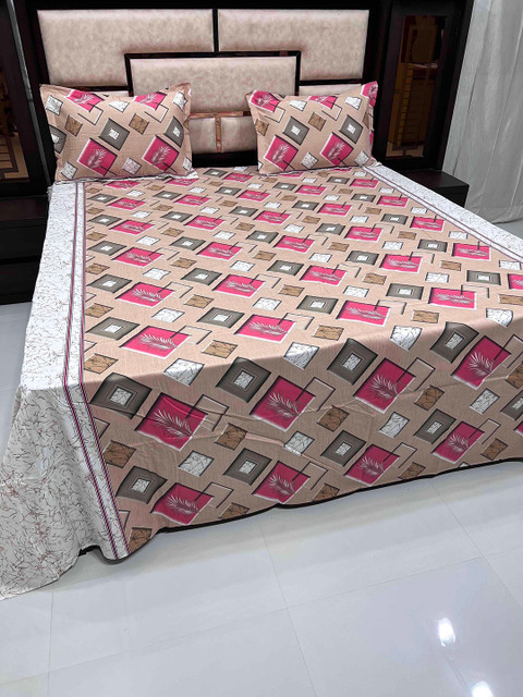 

Pure Decor Unisex Brown 380 TC Printed Pure Cotton Super King Size Bedsheet