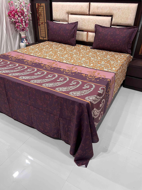

Pure Decor Red Floral King Bedsheet with 2 Pillow Covers