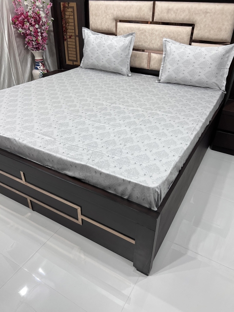 

Pure Decor Grey Floral 400 TC King Bedsheet with 2 Pillow Covers