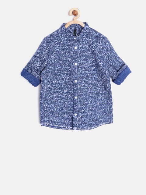 

United Colors of Benetton Boys Blue Printed Casual Shirt