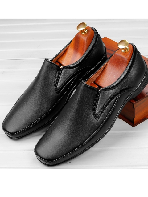 

KRAASA Men Black Solid Formal Slip-On Shoes