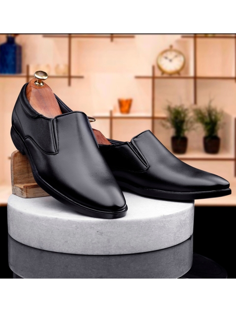 

KRAASA Men Black Solid Formal Slip-Ons
