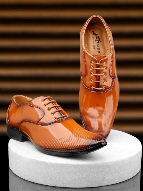 

KRAASA Men Tan Solid Formal Oxford Shoes