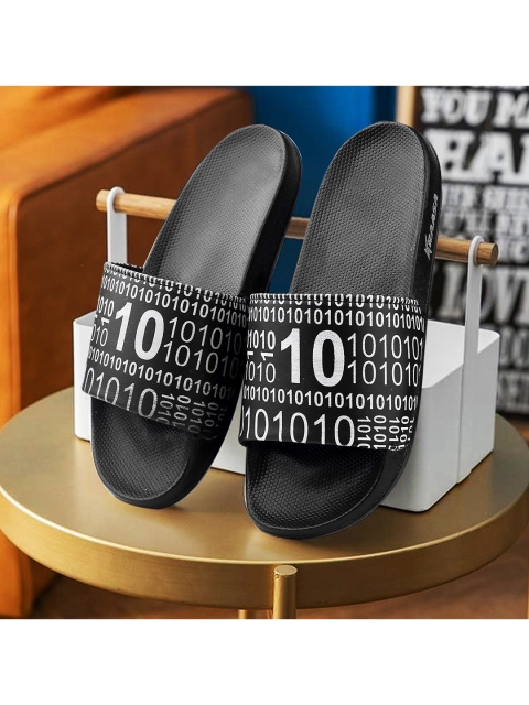 

KRAASA Men Black Printed Rubber Sliders