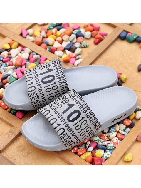 

KRAASA Men Grey Printed Rubber Sliders