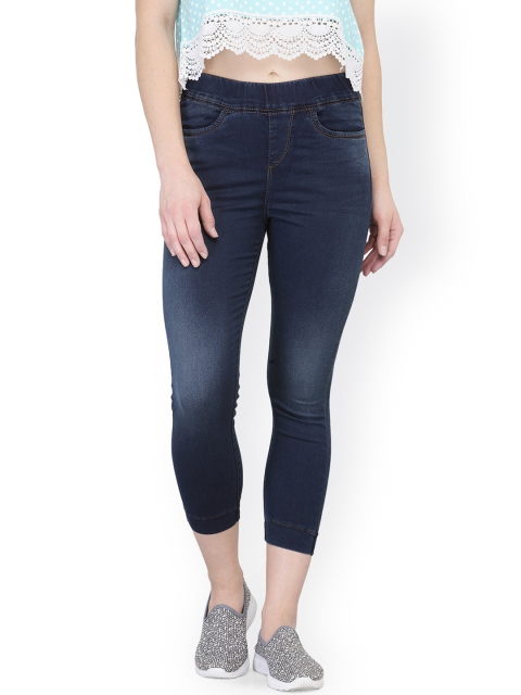 

Xpose Women Navy Blue Solid Skinny Fit Capris