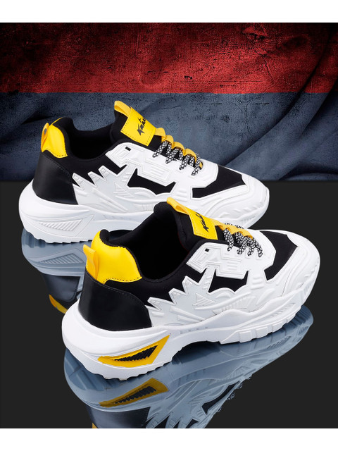 

KRAASA Men Yellow Colourblocked Sneakers