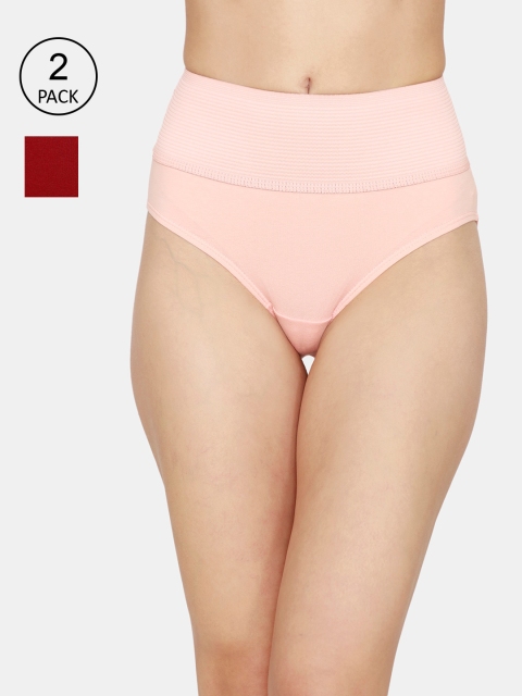 

Zivame Women Pack of 2 Solid Hipster Cotton Briefs, Pink
