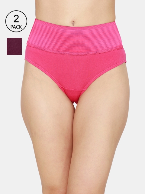 

Zivame Women Pack Of 2 Solid Hipster Cotton Briefs, Pink