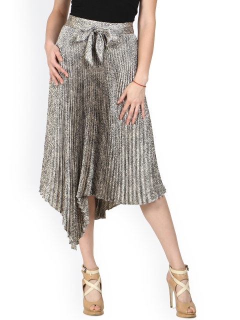 

DRIRO Women Black & White Leopard Printed Pleated Skirt, Multi