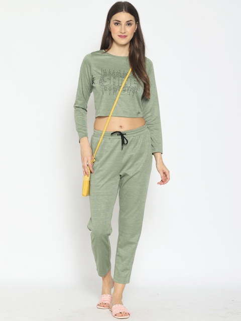 

PRETTY LOVING THING Women Green Printed Tracksuits