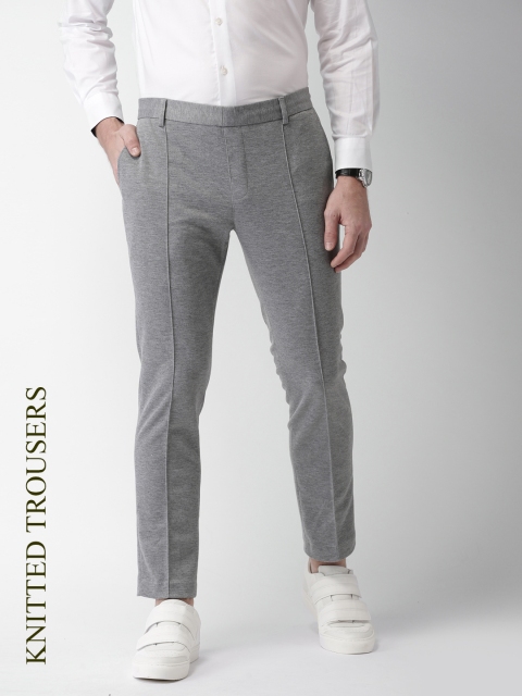 

INVICTUS Men Grey Melange Slim Fit Solid Regular Trousers