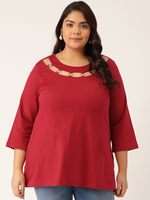 

theRebelinme Women Maroon T-shirt