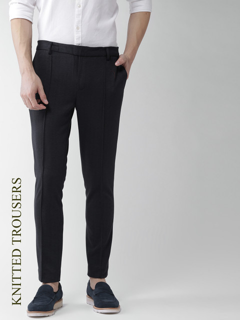 

INVICTUS Men Navy Blue Slim Fit Self Design Casual Trousers