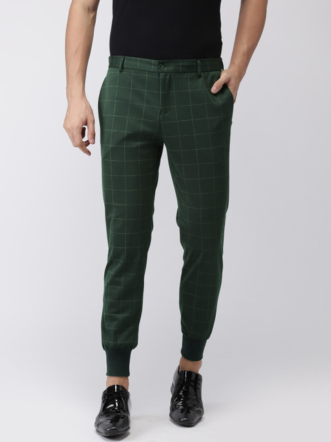 

INVICTUS Men Green Slim Fit Checked Joggers